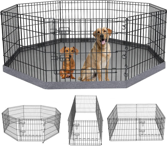 PETIME Foldable Metal Dog Exercise Pen for Indoor and Outdoor Use