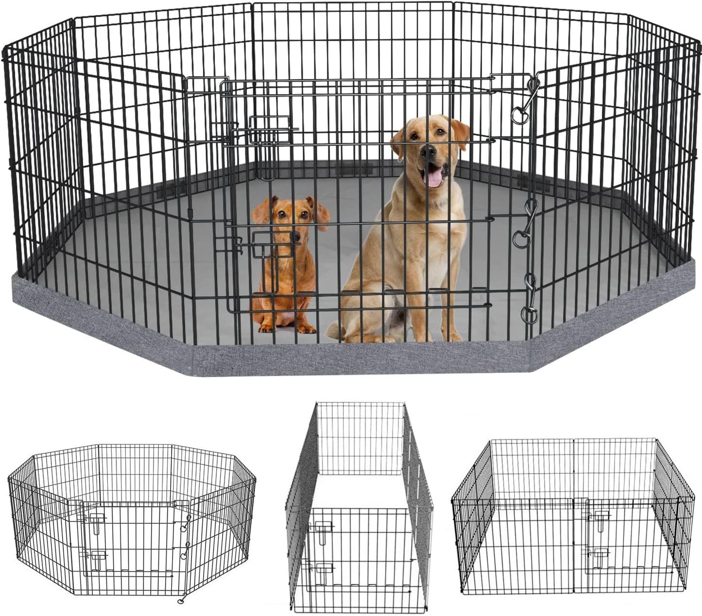 PETIME Foldable Metal Dog Exercise Pen for Indoor and Outdoor Use