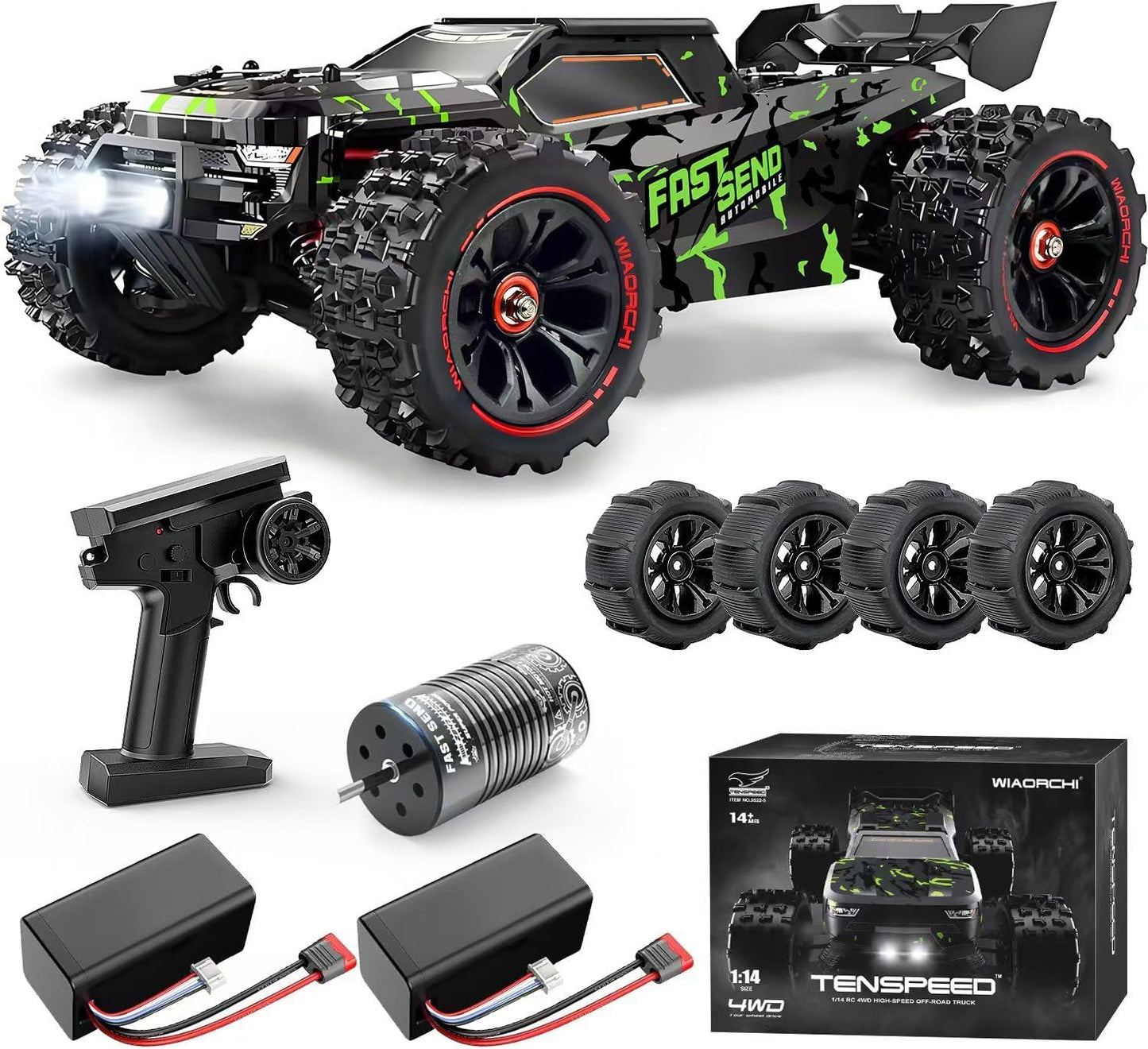 1/14 Brushless RC Cars for Adults Fast 50+ mph Offroad Truggy