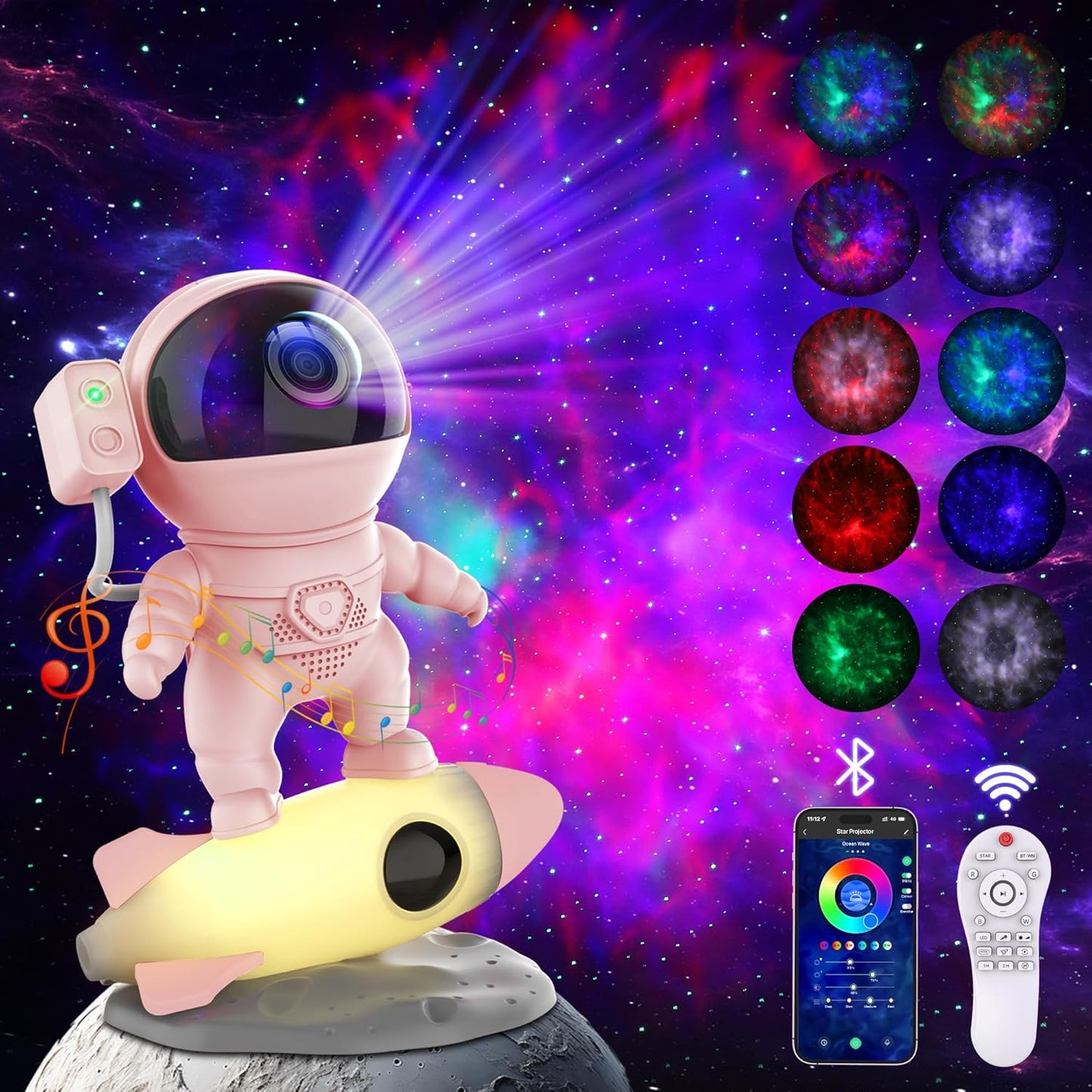 Galaxy Projector with Rocket Lamp - Sleep Soundly!