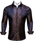 Paisley Men Silk Dress Shirt Long Sleeve - Elegant Formal Casual