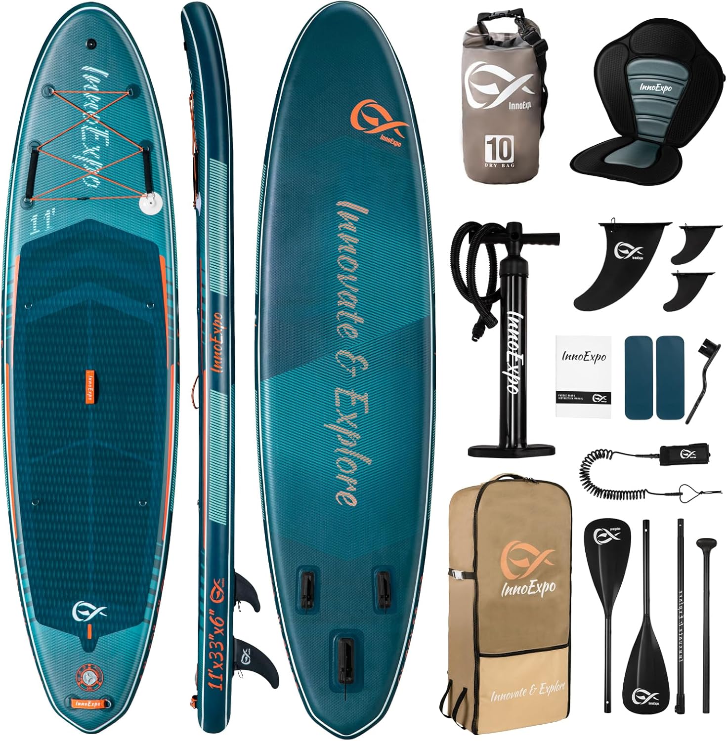 InnoExpo 11ft Inflatable Stand Up Paddle Board for All Levels