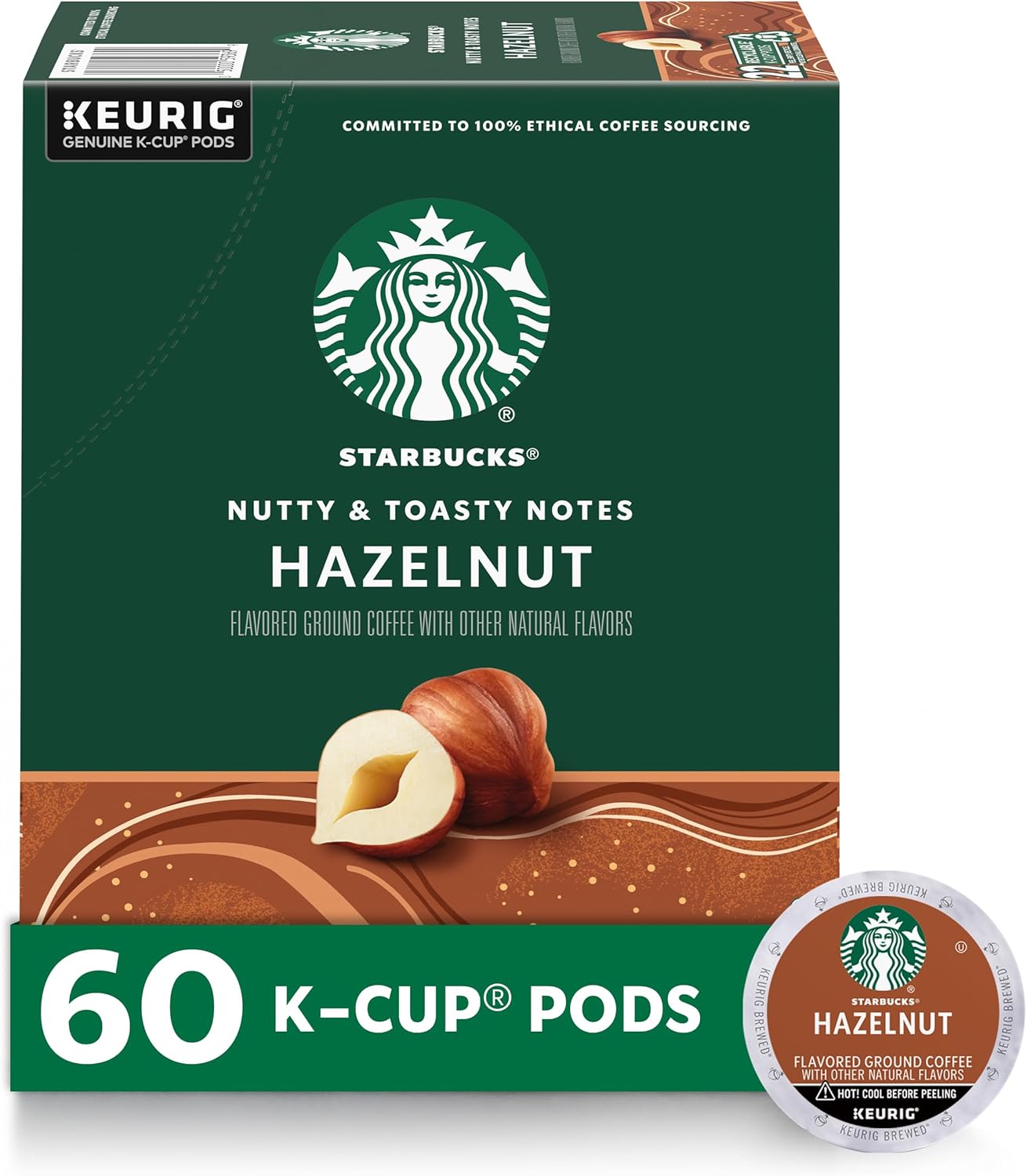 Starbucks K-Cup Hazelnut Flavored Coffee Pods for Keurig