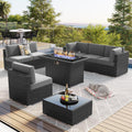 LayinSun 8 Piece Patio Furniture Set with 44in Fire Pit Table