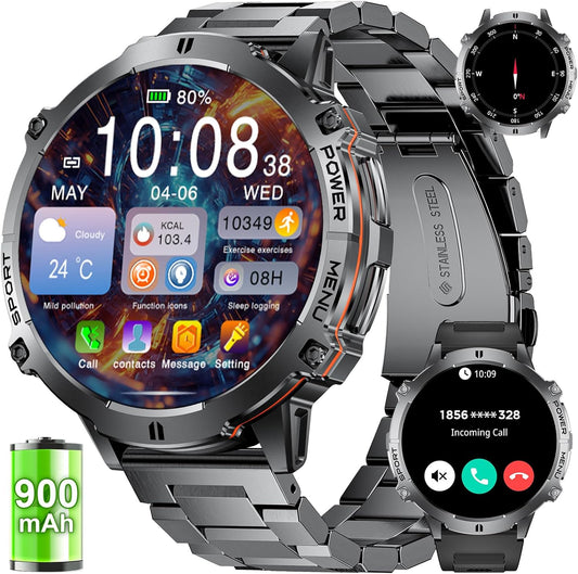 LIGE Smart Watch for Men with 900mAh Battery and AMOLED Display