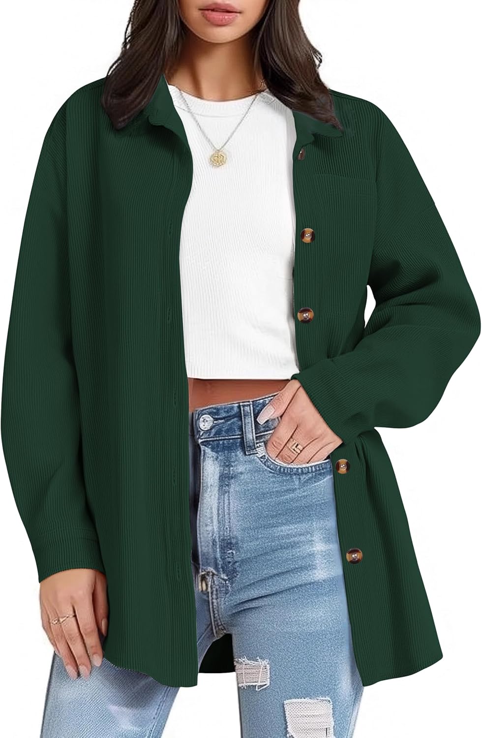 IN'VOLAND Womens Plus Size Corduroy Shirt for Fall Style