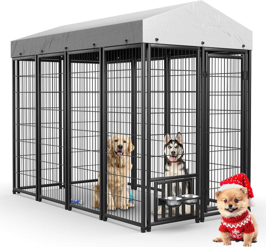 Outdoor Dog Kennel with Roof for Large and Medium Breeds