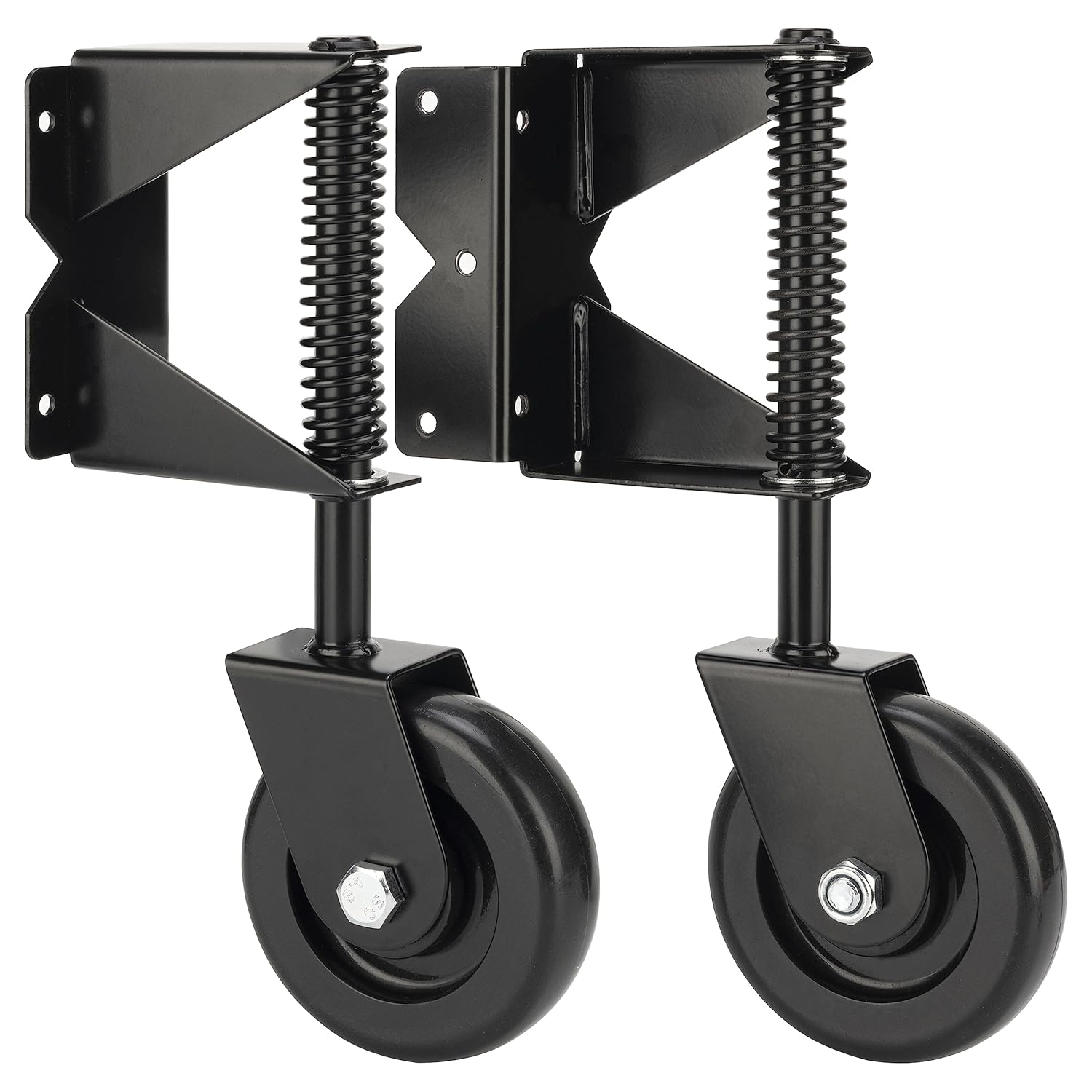 Spring-Loaded Gate Caster Kit for Wooden PVC Fences - Heavy Duty