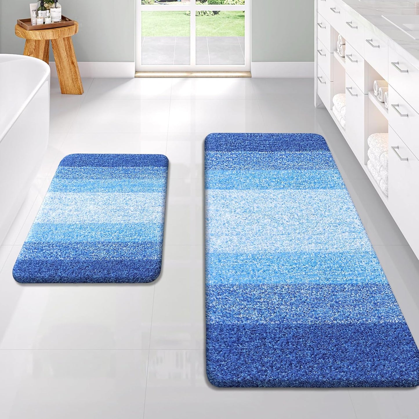 OLANLY Bathroom Rug Set 2 Piece Soft Absorbent Microfiber Mats