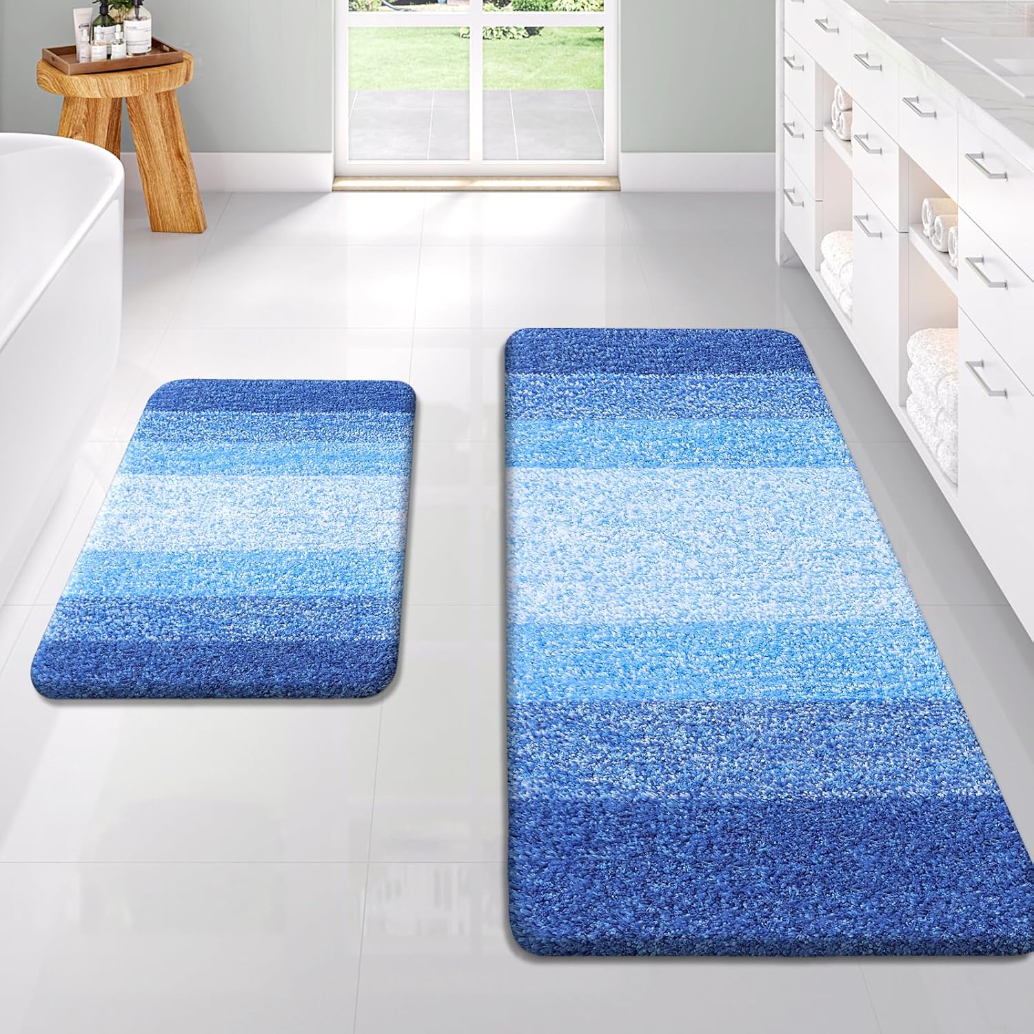 OLANLY Bathroom Rug Set 2 Piece Soft Absorbent Microfiber Mats