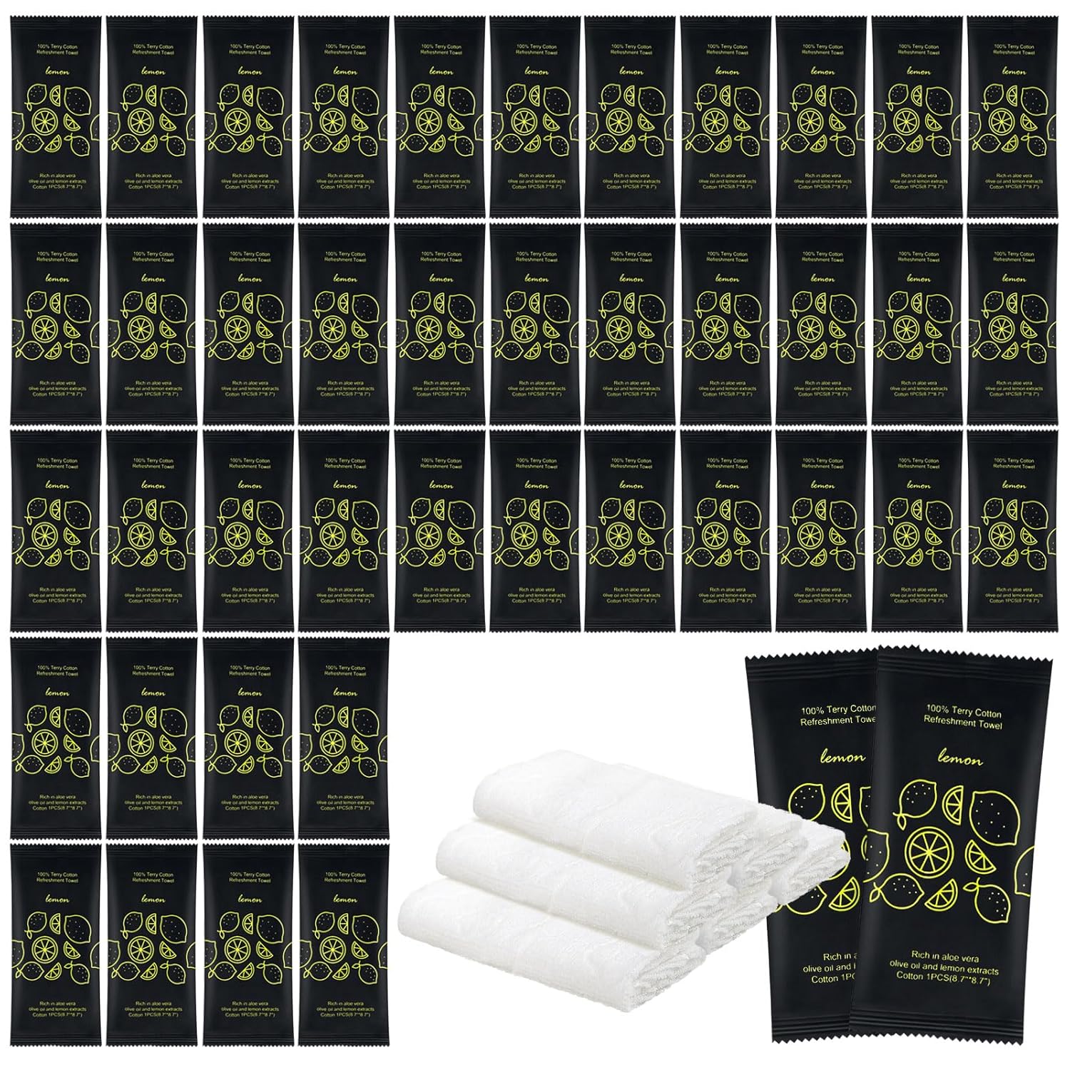 Moist Cotton Towels Individually Wrapped for Travel and Spa