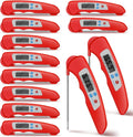 Red 12-Pack Digital Meat Thermometer - Foldable Instant Read Probes