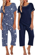 Ekouaer 2 Pack Womens Pajamas Short Sleeve and Capri Sets - Soft