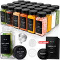 Glass Spice Jars with Labels 24 x 4oz - Complete Kitchen Organizer