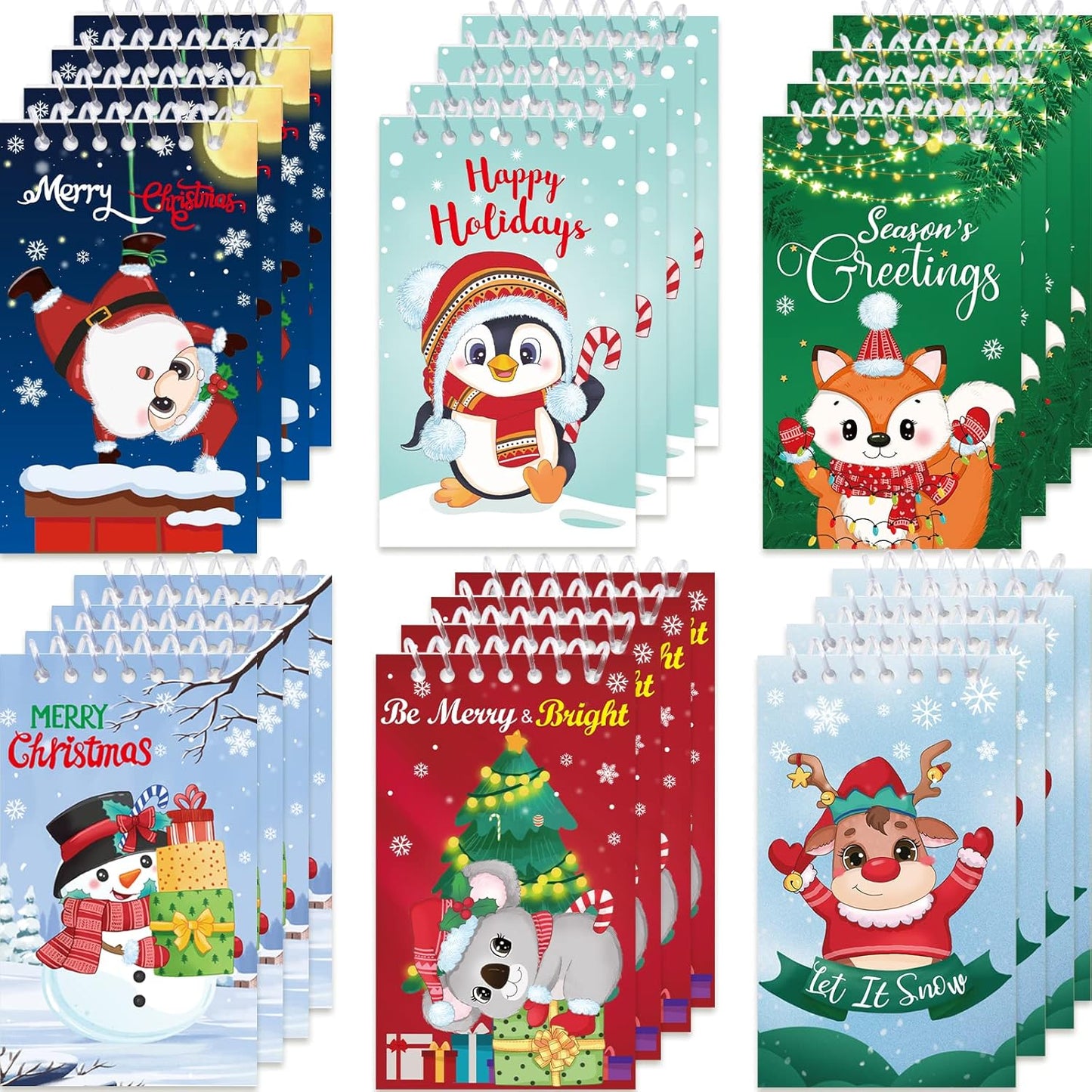 Fancy Land Mini Christmas Notepads 24 Pcs - Fun School Party Favors