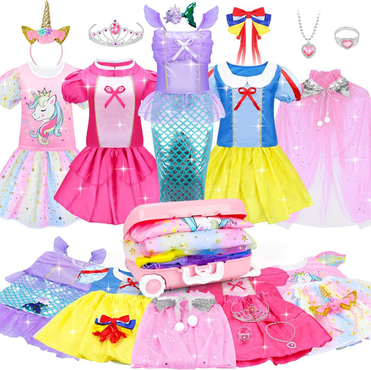 16 Pcs Princess Dress Up Clothes for Little Girls' Role Play