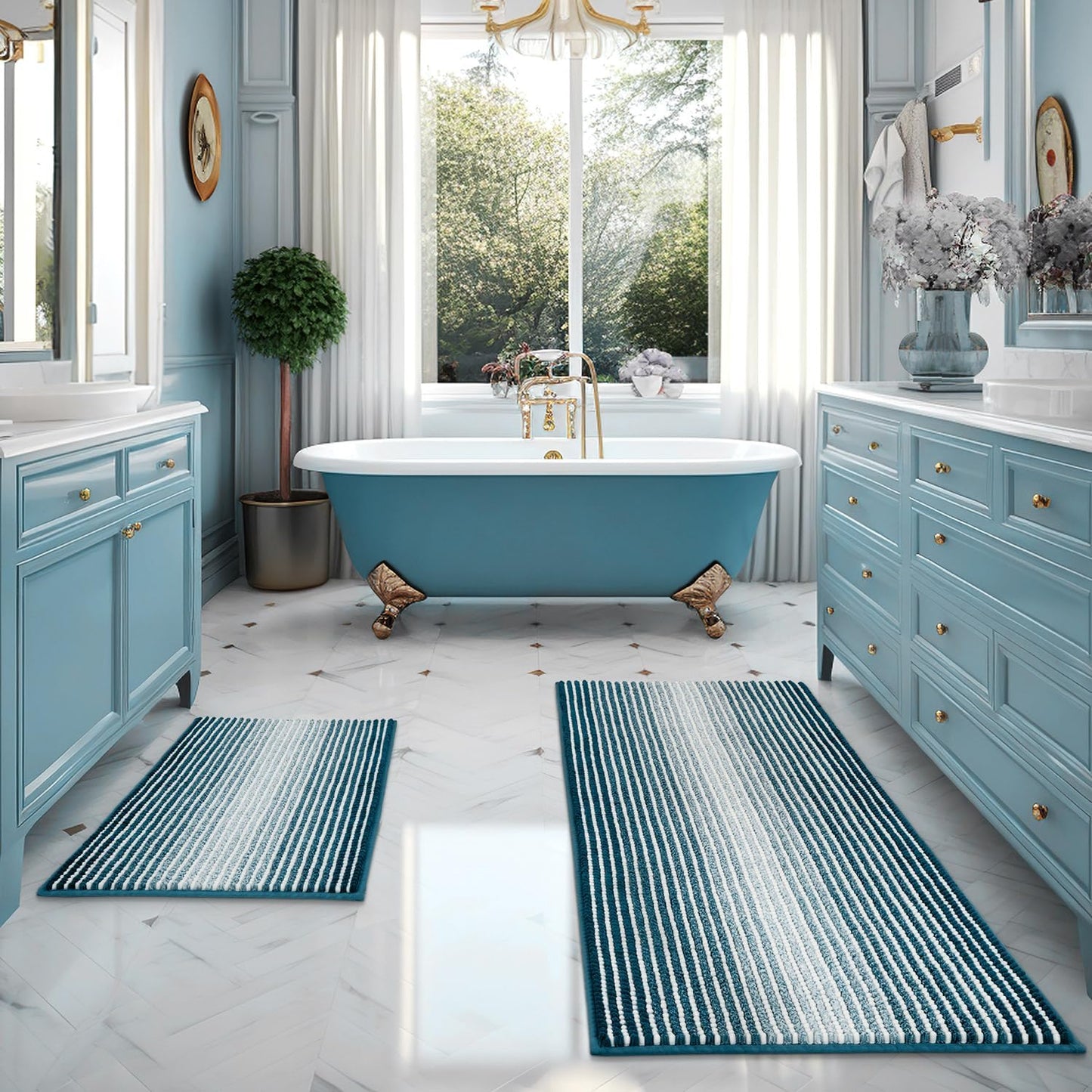 BSICPRO Bathroom Rugs Sets - Soft Chenille Non Slip Mats