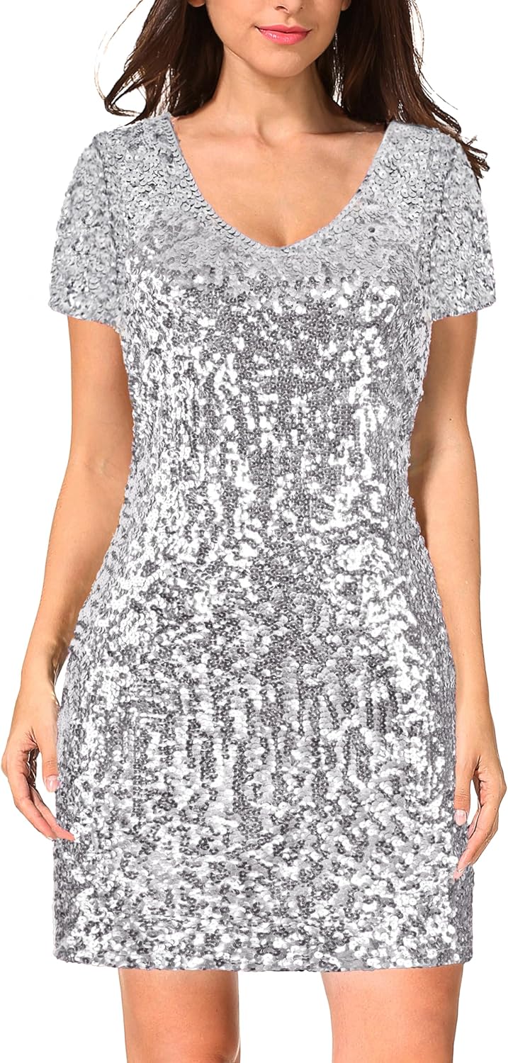 MANER Women's Sequin Glitter Dress for Party and Club Wear