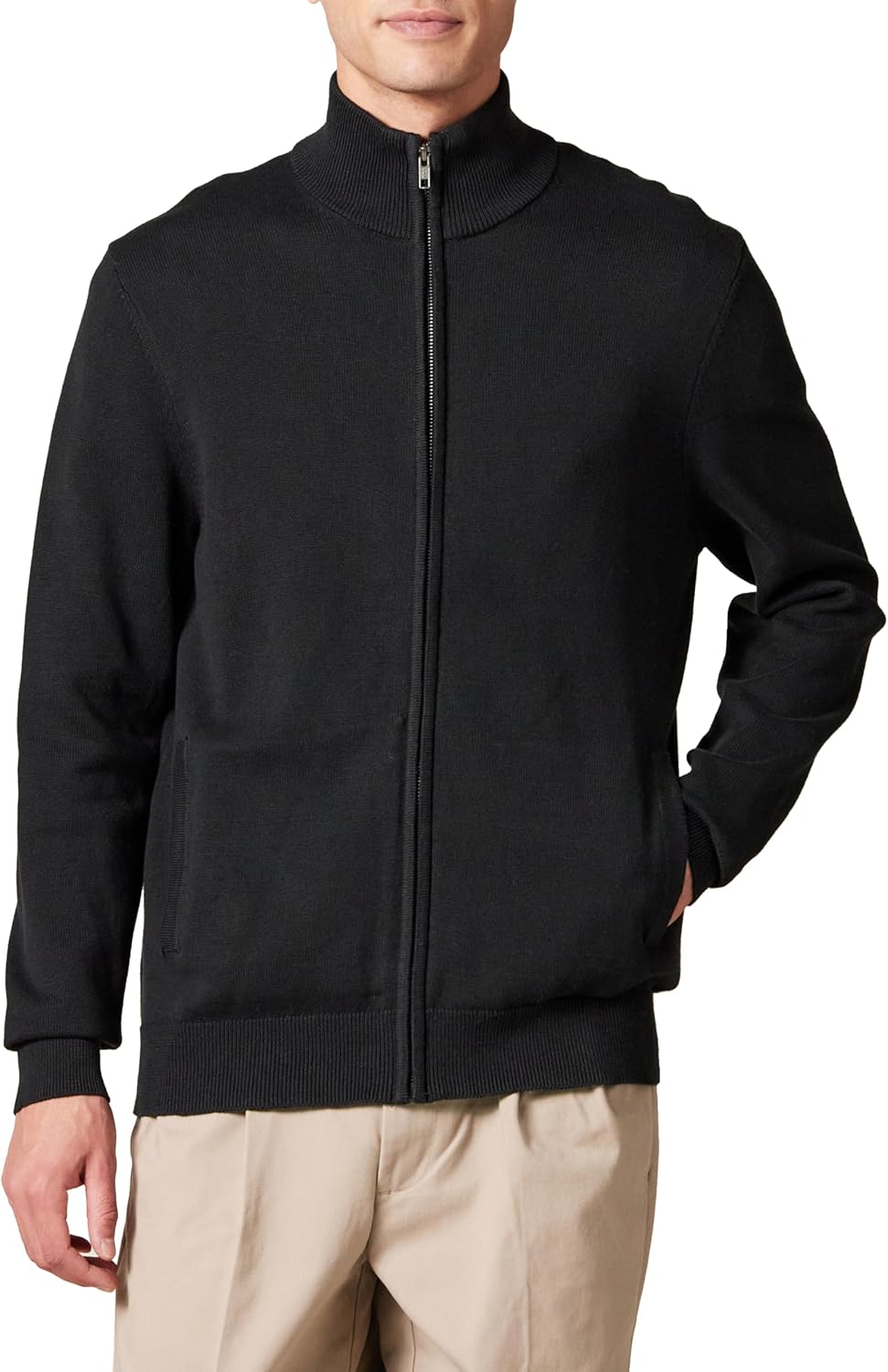 Classic Comfort: Men's Full-Zip Cotton Sweater