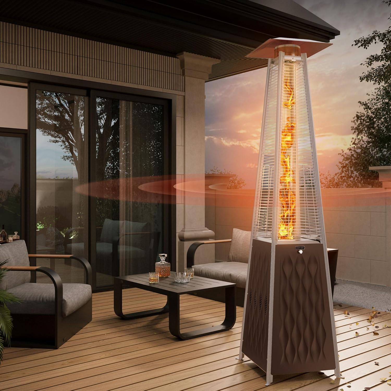 EAST OAK 48,000 BTU Pyramid Patio Heater - Triple Protection, 2024 Upgrade