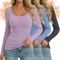 Thermal Long Sleeve Scoop Neck Shirt 3-Pack - Warm Fleece Base Layer
