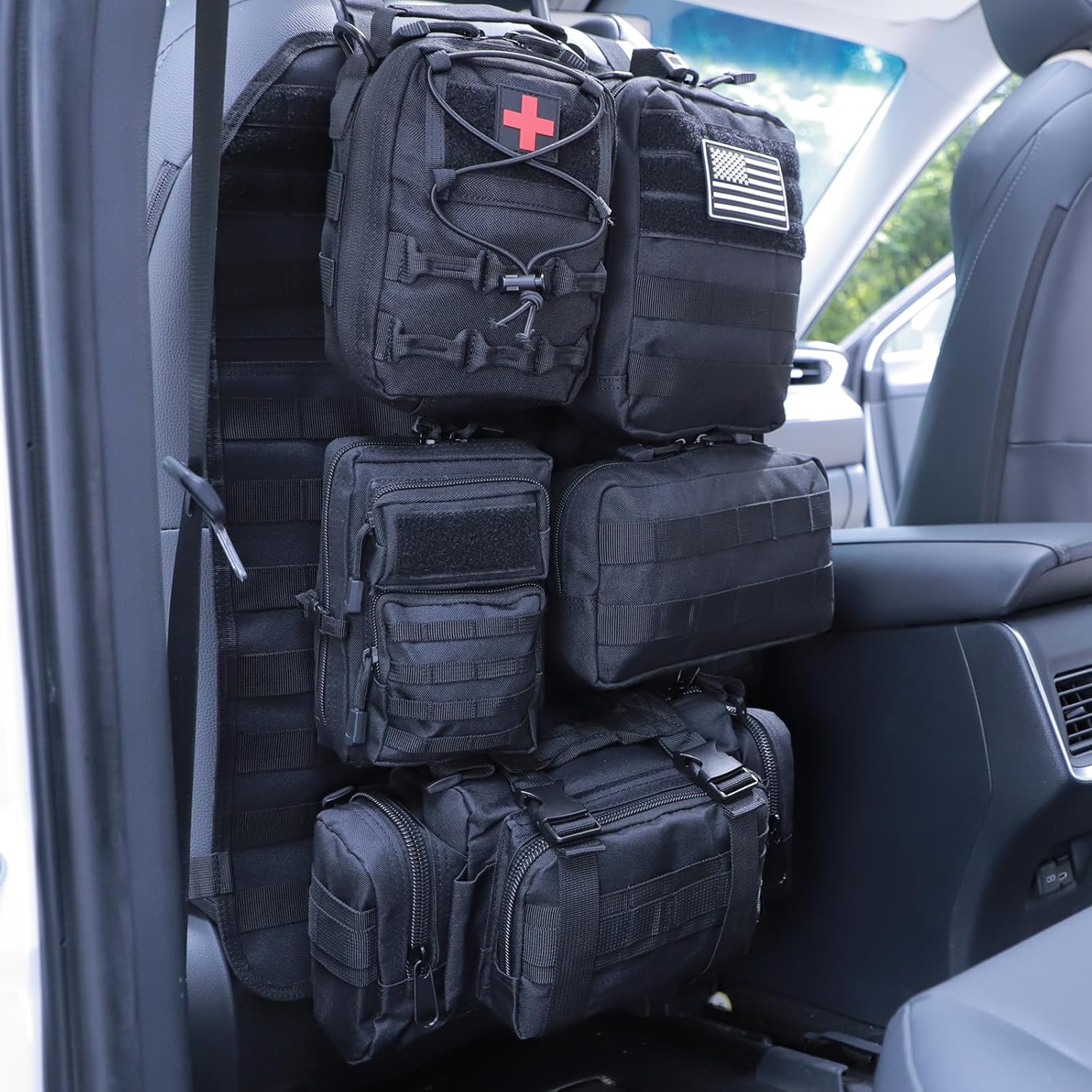 Universal Tactical Seat Back Organizer with Molle Pouches for Vehicles