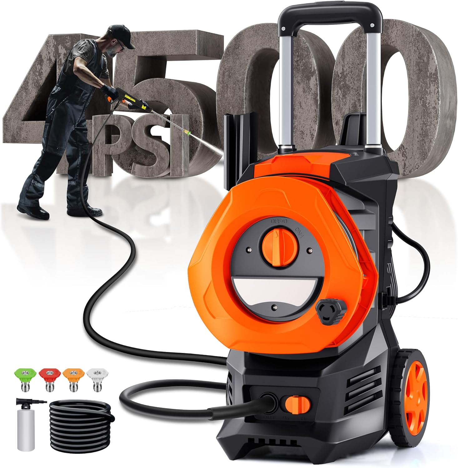 4500 PSI Electric Pressure Washer - Powerful Cleaning with 4 Nozzles by Fenbeli