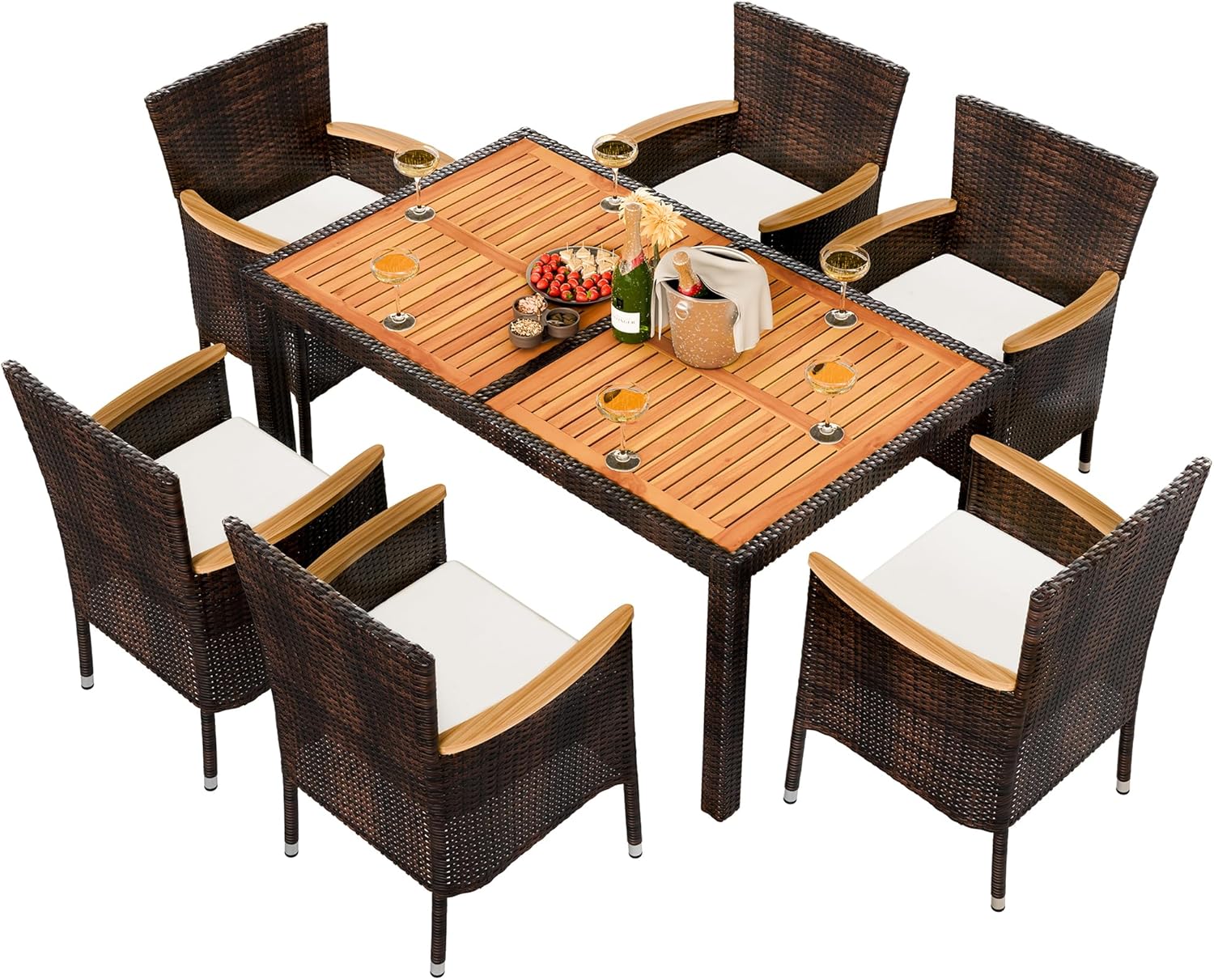 Shintenchi 7 Piece Patio Dining Set for Outdoor Comfort