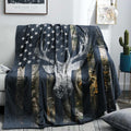 USA Camo Buck Deer Flag Hunting Blanket Throw - Super Soft Warm 60in x
