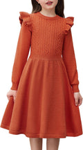 Arshiner Girls Sweater Dress Lantern Sleeve Cable Knit Midi - Warm you