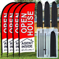 Open House Flags 4 Pack 7x5.4 ft Feather Banner Set - Portable Signs
