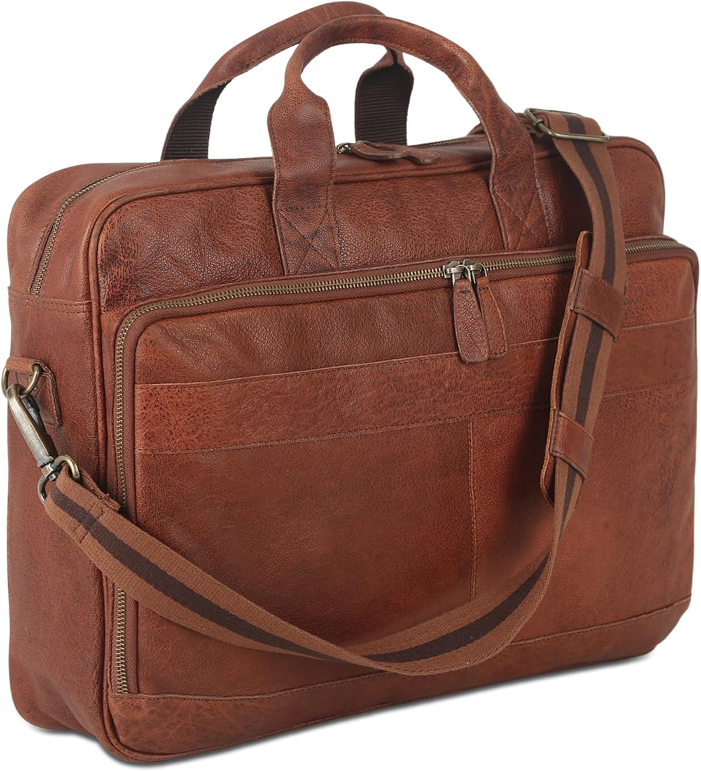 KomalC 16 Inch Leather Briefcase for Men and Women - Sleek Design