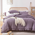 Twin Ruffle Comforter Set Grayish Purple Twin Size - Soft Year-Round