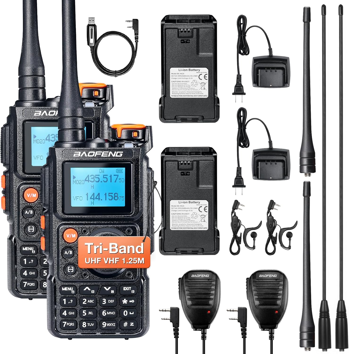 BAOFENG K6 Tri-Band Handheld Ham Radio Full Kit for Clear Comm