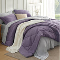Bedsure Queen Comforter Set - 7 Piece Reversible Grayish Purple