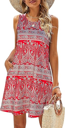 SimpleFun Summer Dresses for Women Beach Floral Sundress