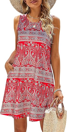 SimpleFun Summer Dresses for Women Beach Floral Sundress Casual