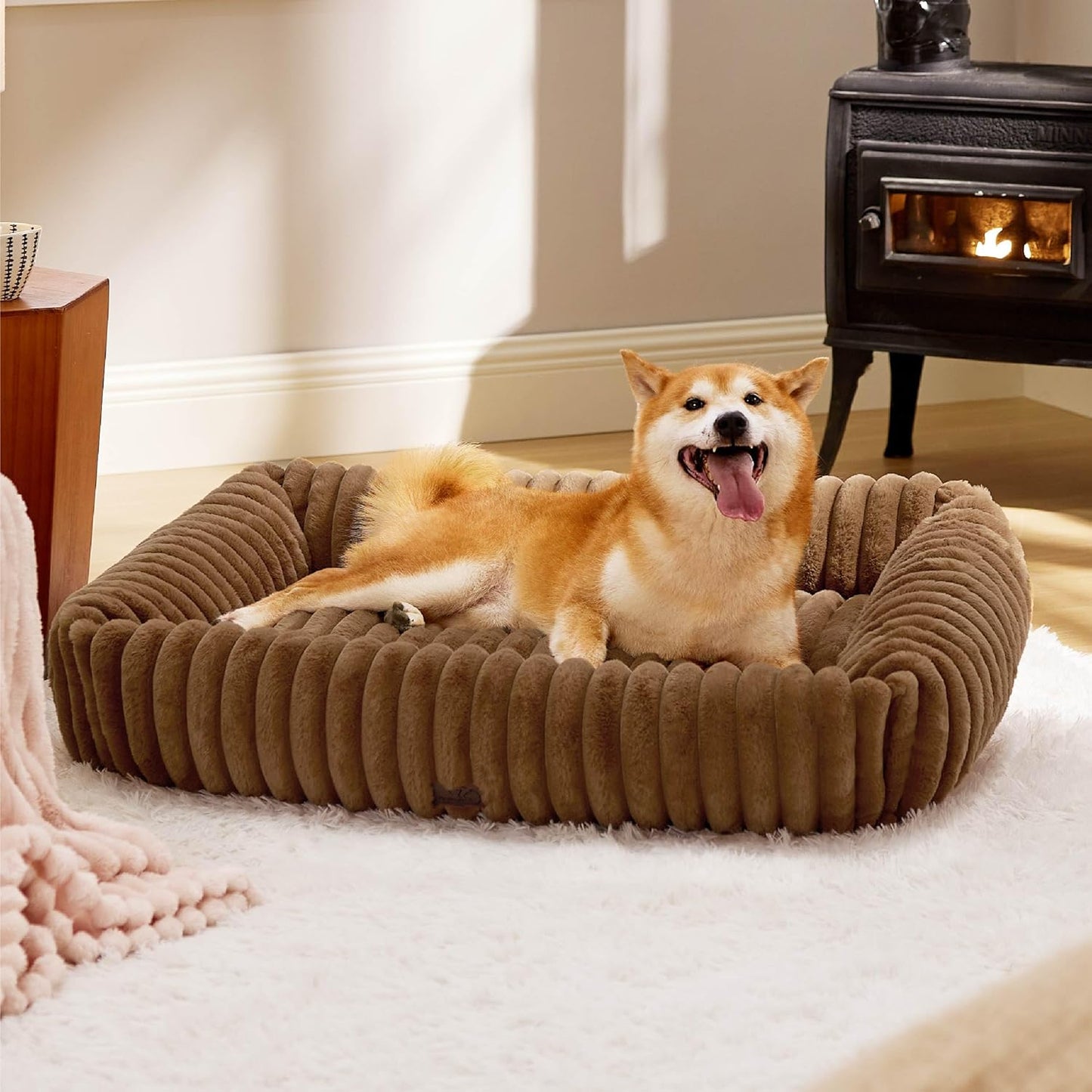 Bedsure Cute Dog Bed for Large Dogs - Cozy Orthopedic Pet Bed