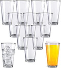 Pint Beer Glasses Set of 12 16 oz Tall Clear Drinking Glasses