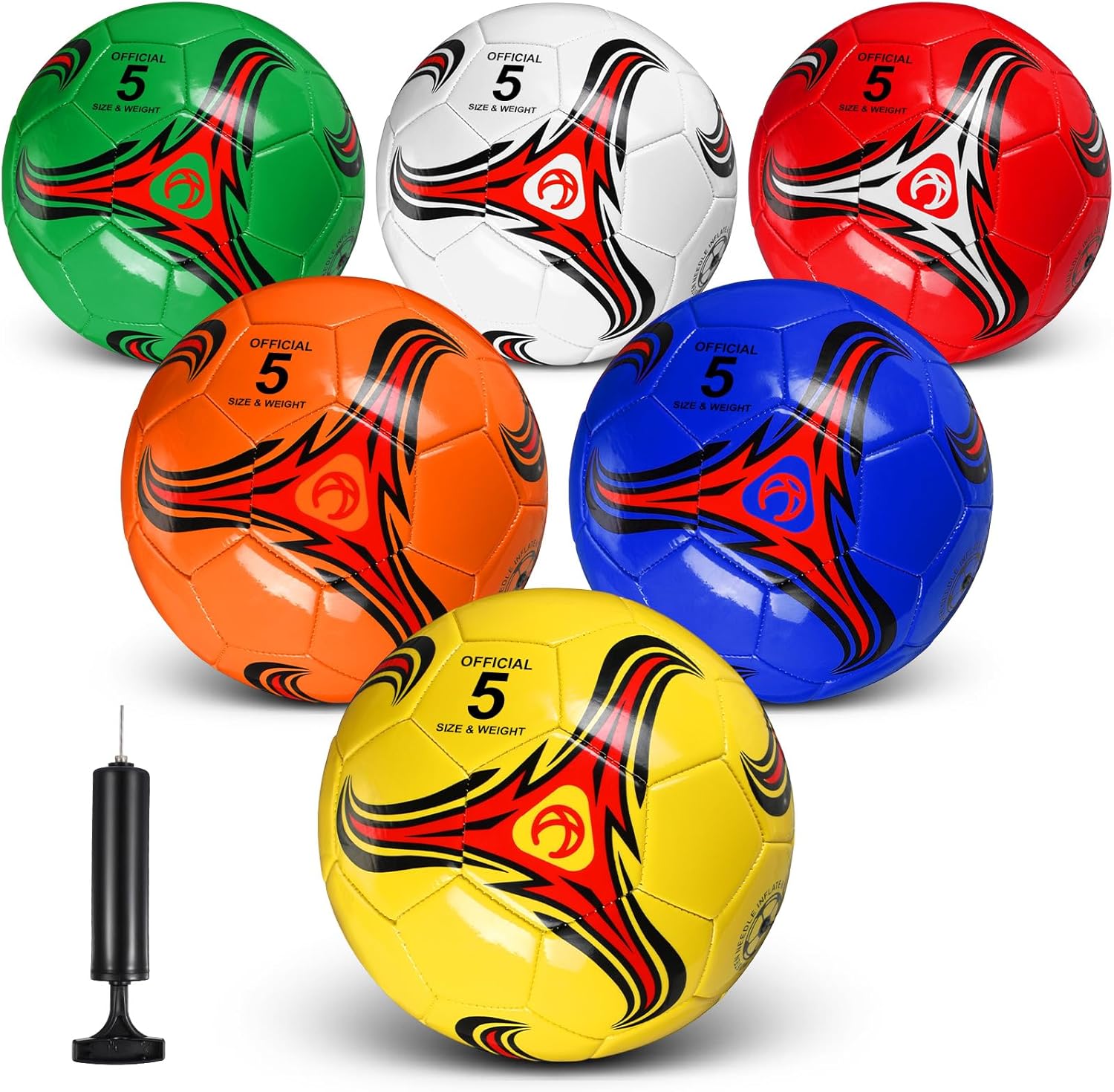 Deekin 6 Pcs Soccer Balls with Pump for Indoor Outdoor Play