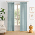 Light Blue Linen Pinch Pleat Curtains 96 in - Tailored Light Filtering