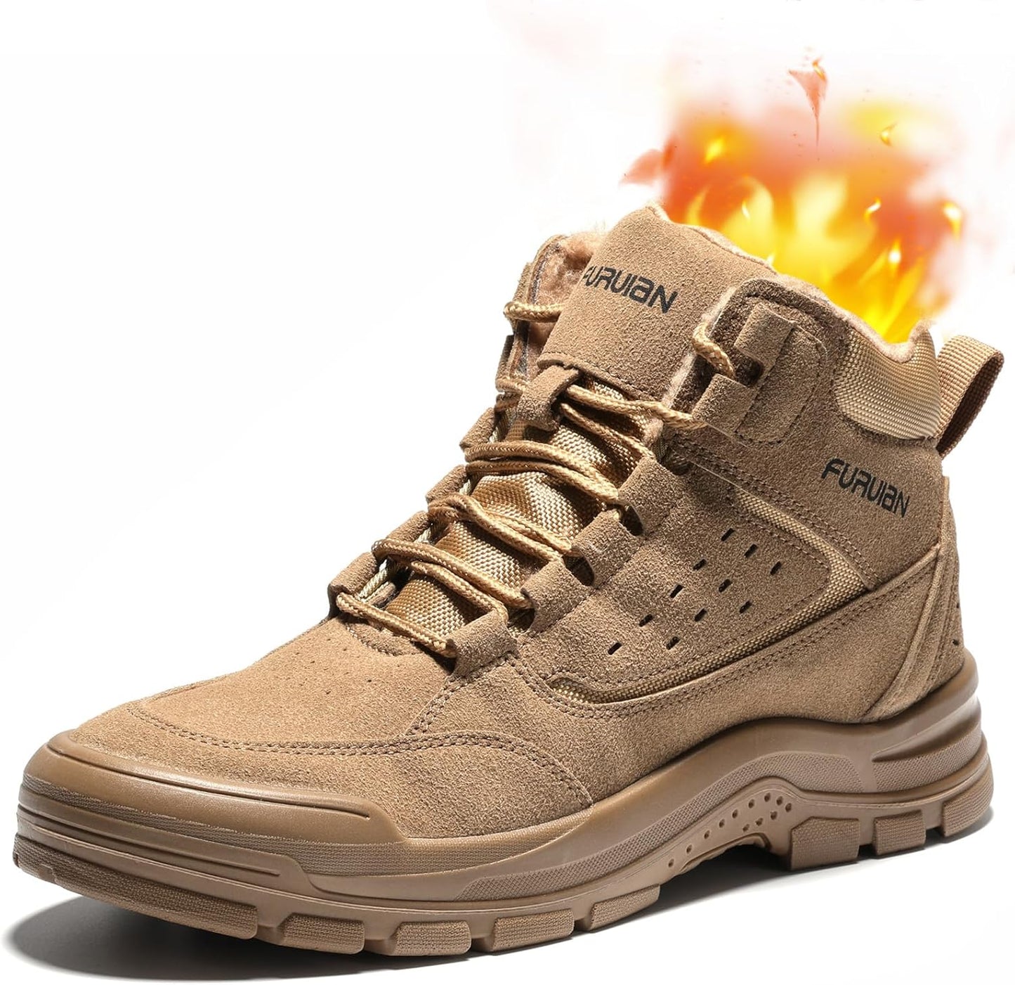 Furuian Winter Steel Toe Boots for Men: Insulated Safety Work Shoes