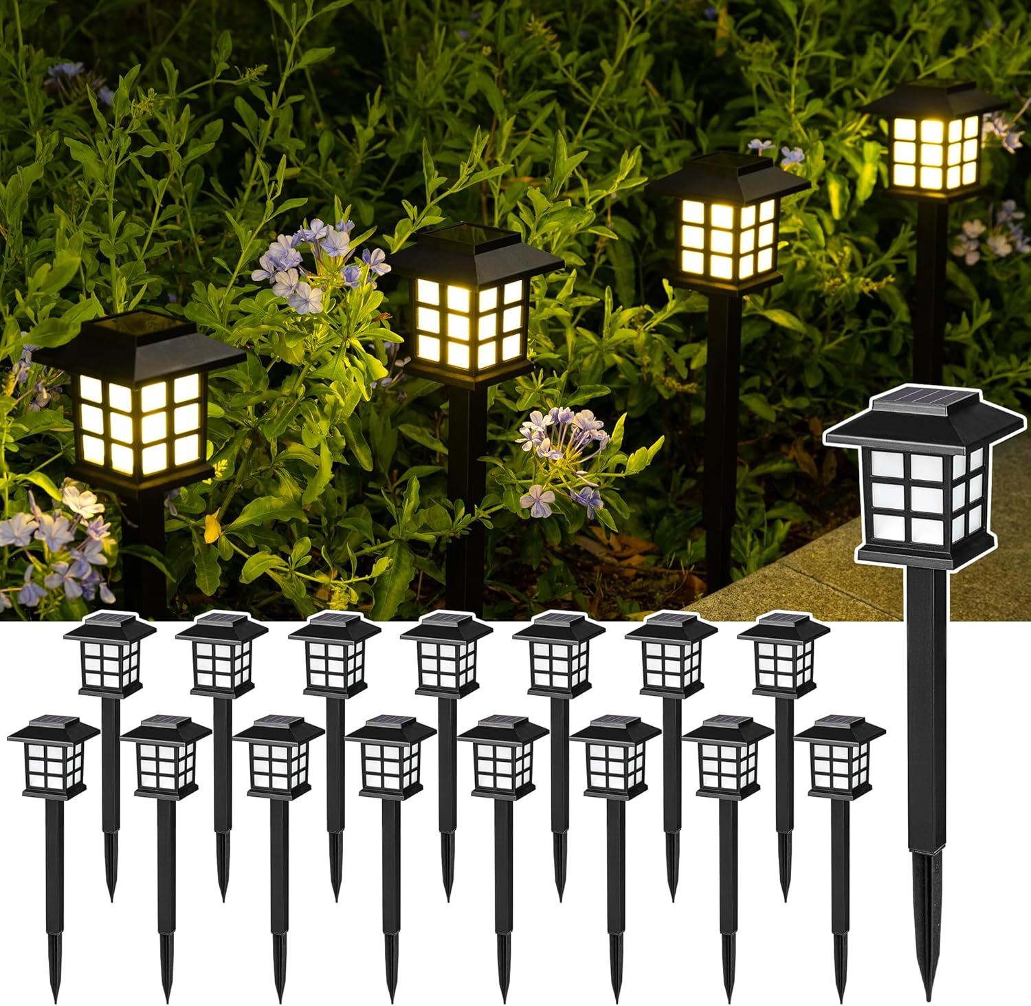 SOLPEX Solar Outdoor Lights - 16 Pack Pathway Lights for Garden