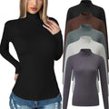 5 Pack Womens Long Sleeve Mock Turtleneck Tops - Slim Thermal Fit are