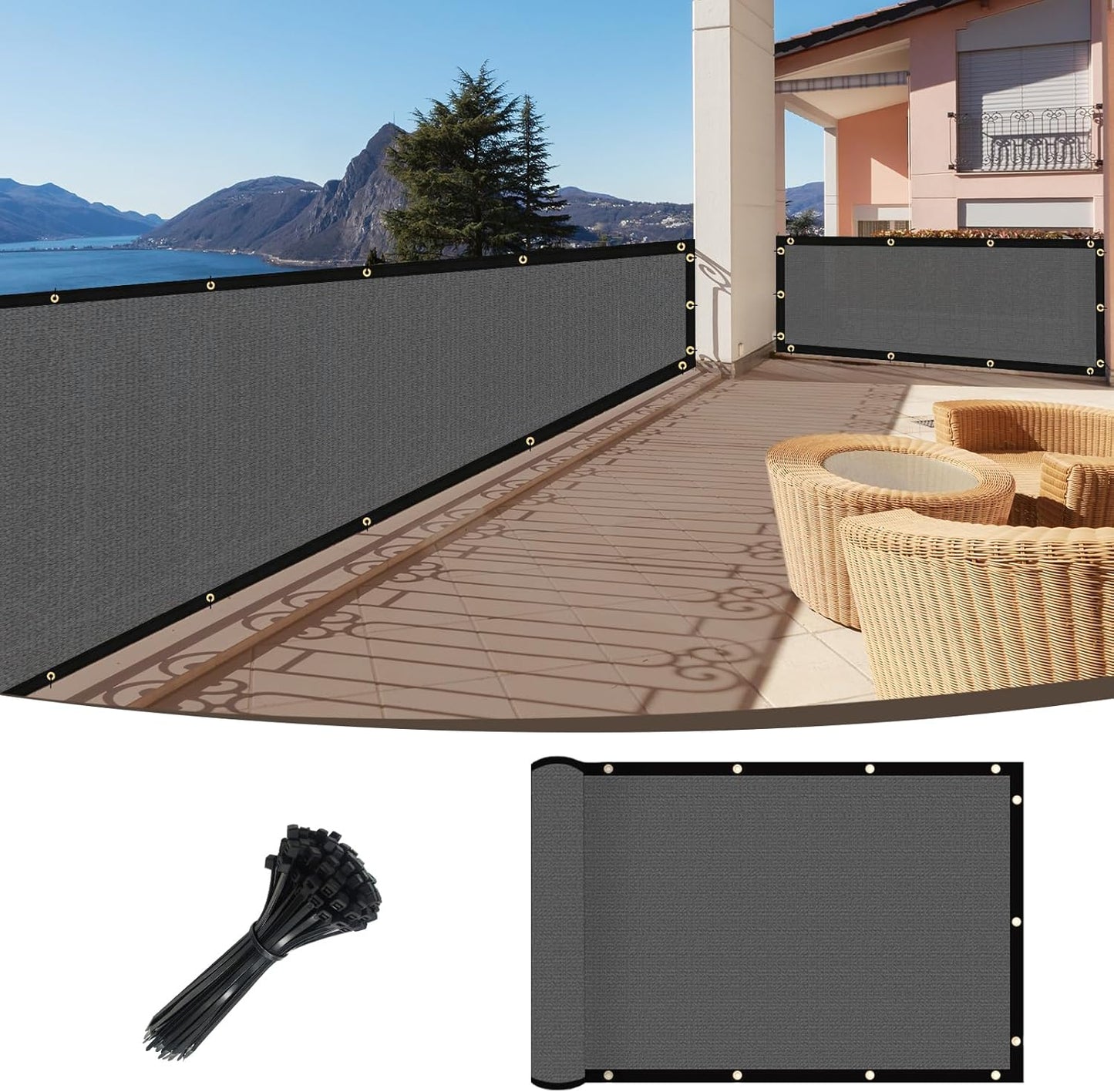 Amagenix Dark Grey Privacy Fence Screen - Enhanced Protection