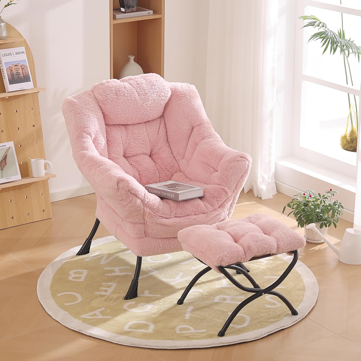 Lazy Chair with Ottoman for Cozy Reading and Relaxation