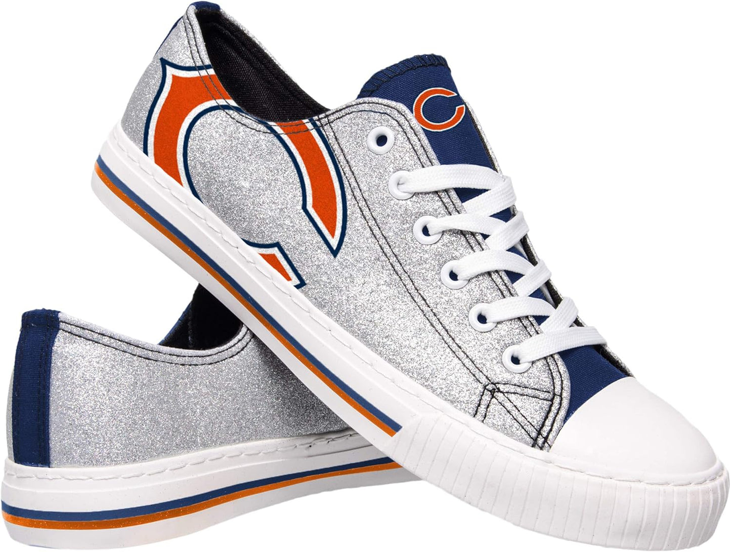 FOCO Women's NFL Team Logo Glitter Low Top Sneakers for Fans