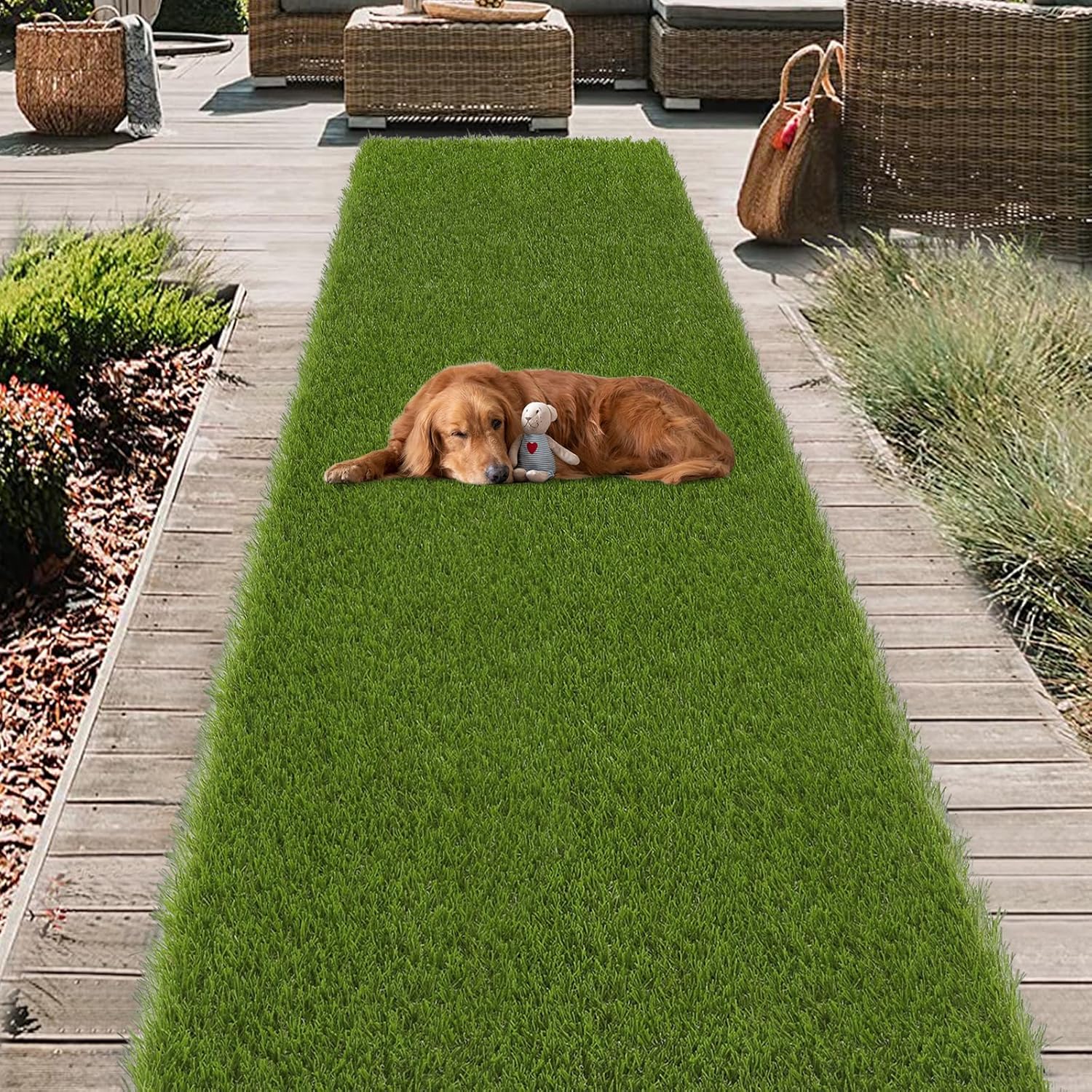 HEBE Artificial Turf Rug Grass Mat for Dogs - 2ftx8ft High Pile