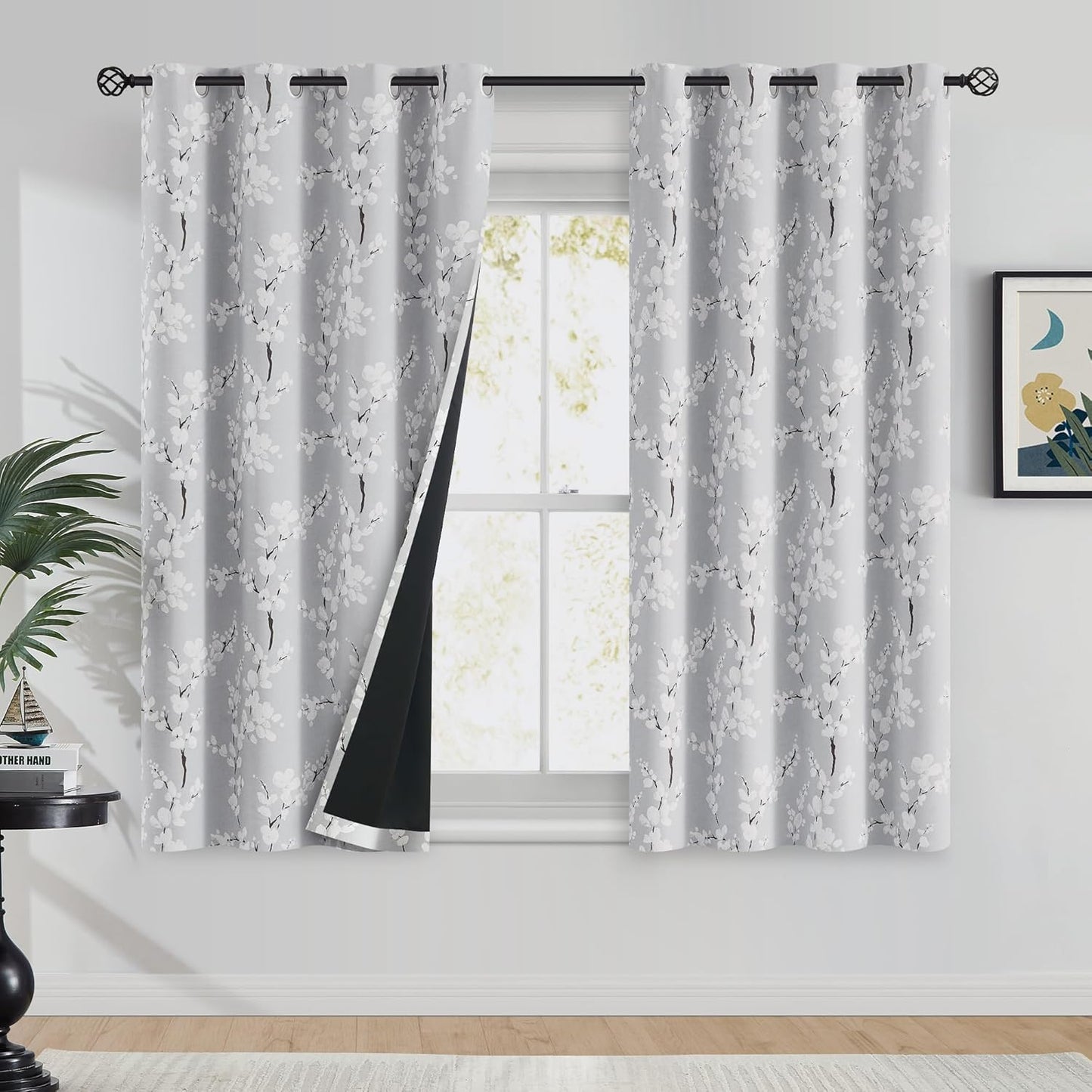 FMFUNCTEX Blackout Floral Curtains for Bedroom and Living Room