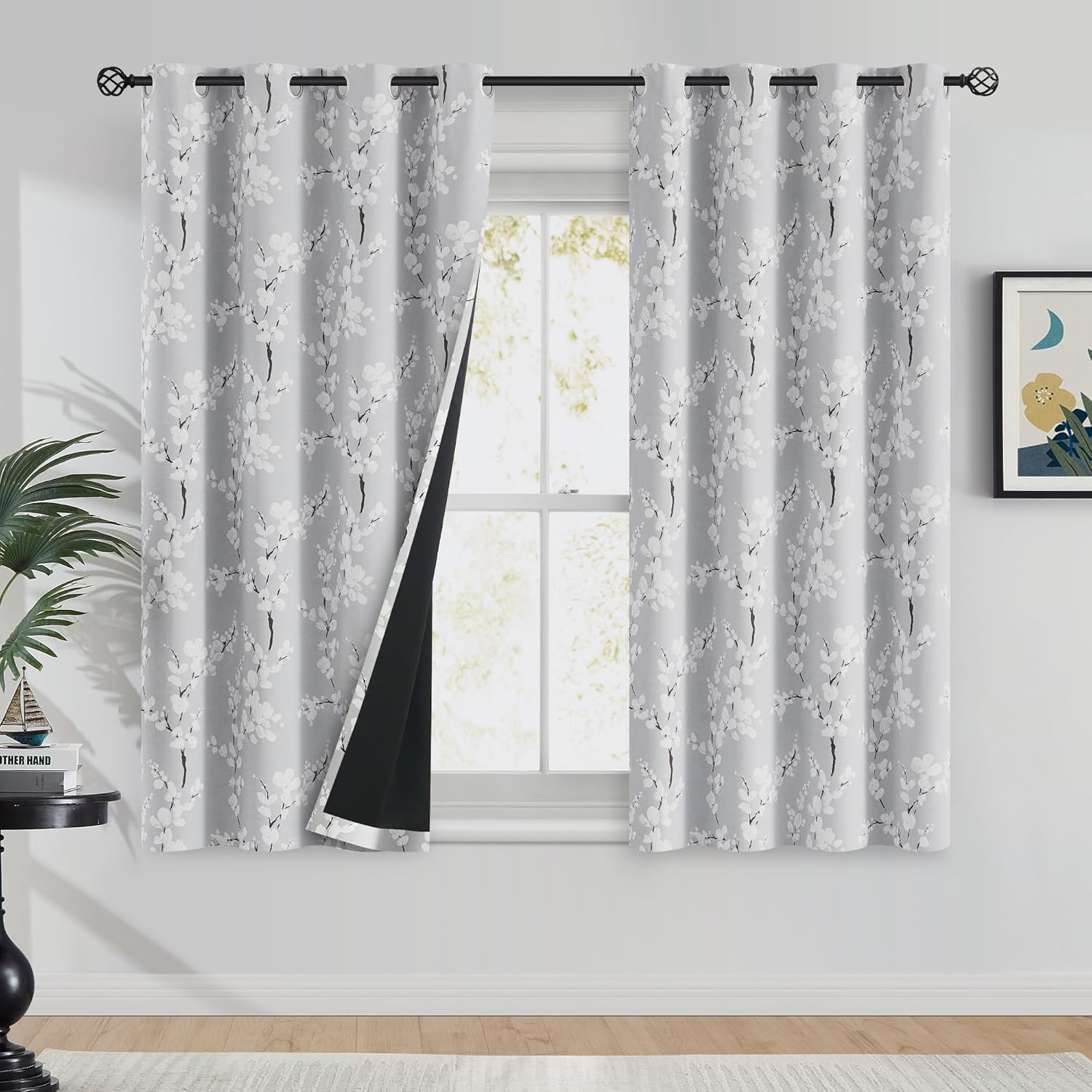 FMFUNCTEX Blackout Floral Curtains for Bedroom and Living Room